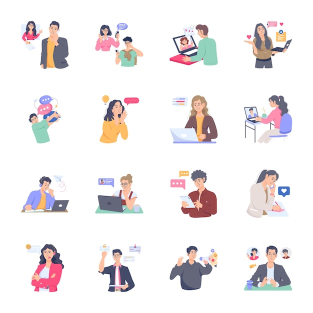 Collection of Communication Flat Illustrations