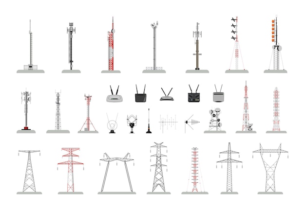 Collection of communication and internet towers