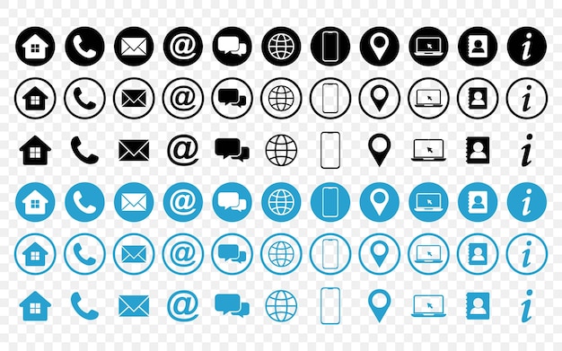 Collection of Connect IconsContact us icon setContact and Communication Icons