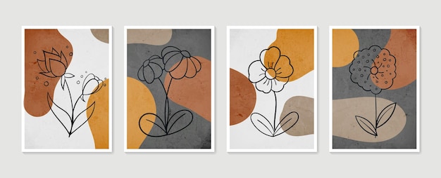 Collection of contemporary art posters. Botanical wall art set. Minimal and natural wall art.