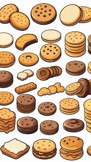 Vector a collection of cookie biscuits cartoon drawing illustration artwork vector