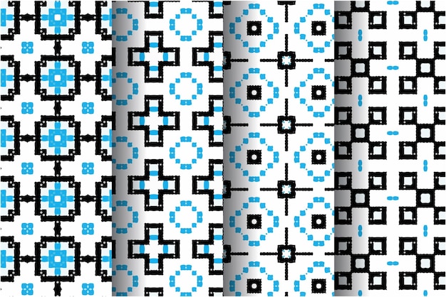 Collection of cool Aztec seamless pattern  with mozaic style