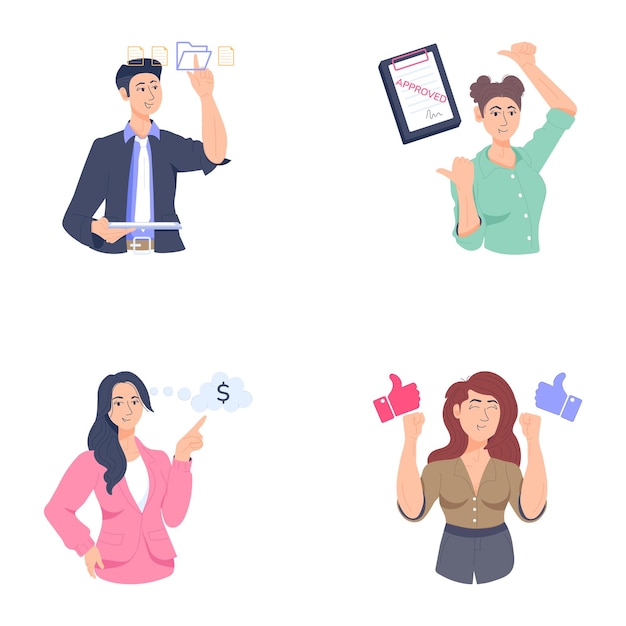 Collection of Corporate People Flat Illustrations