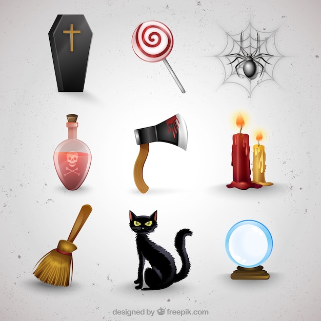 Collection of creepy halloween elements