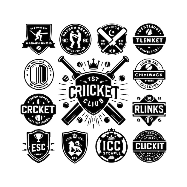 Vector collection of cricket club logo and labels design vector template