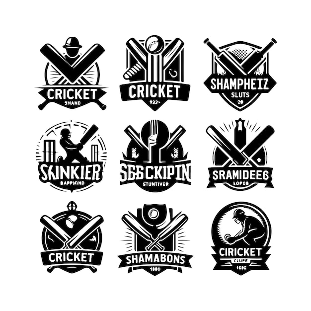 Vector collection of cricket club logo and labels design vector template