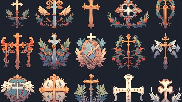 Vector a collection of crosses from the collection of the 15th century