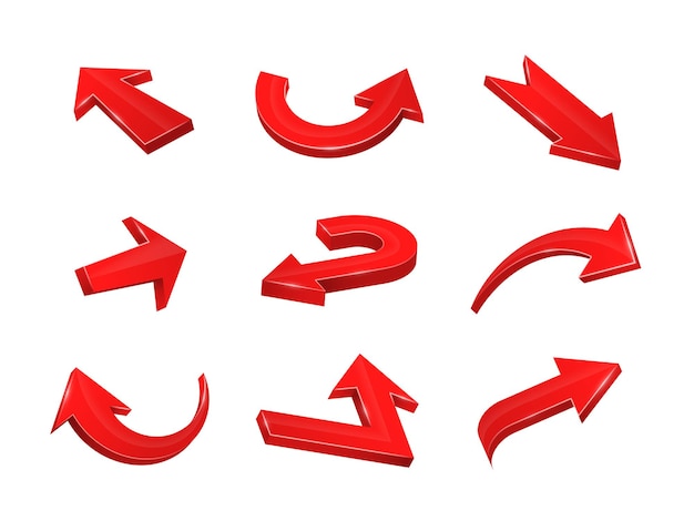 Collection of curved straight zigzag web icons Icons of cursor or direction