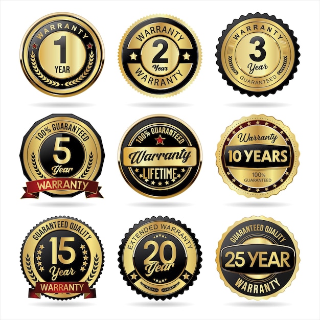 Collection of customer satisfaction warranty guaranteed golden badge