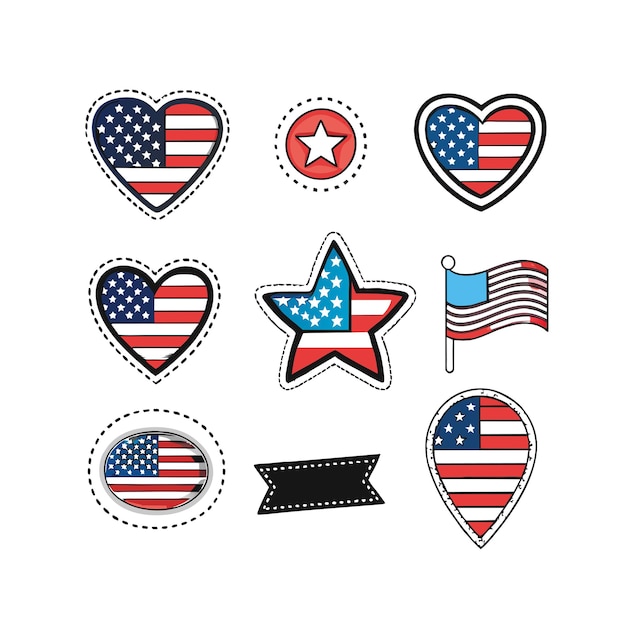 collection of cute american flag stickers