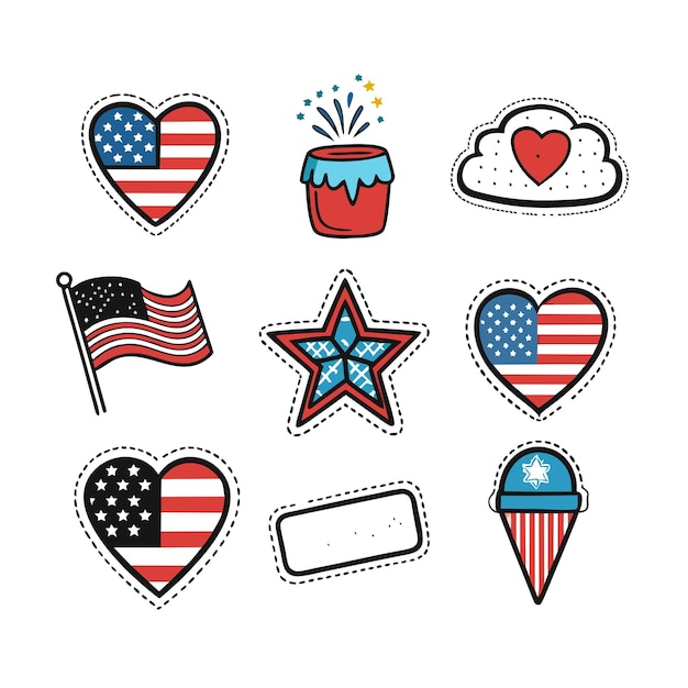 collection of cute american flag stickers