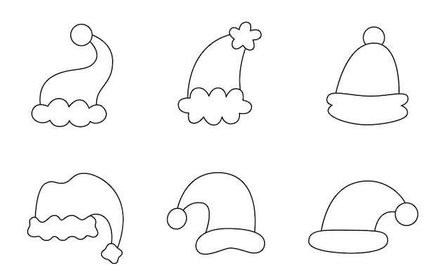 Collection of cute black and white Christmas hats.