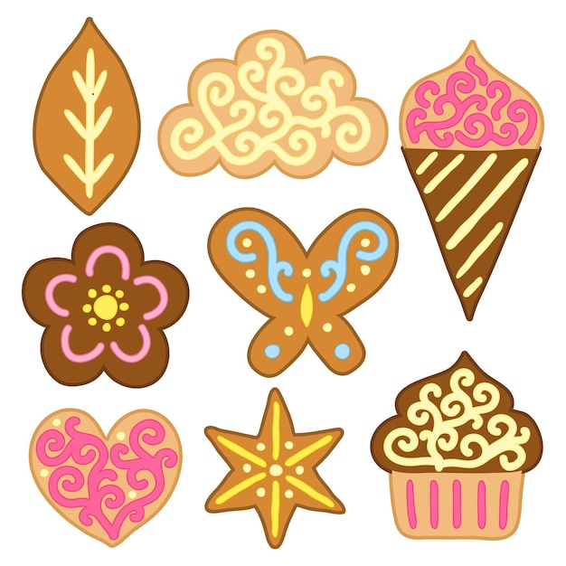 Collection of cute colorful cookies