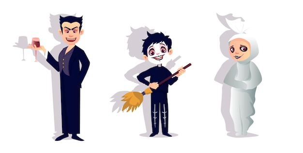 Vector collection of cute halloween costume characters