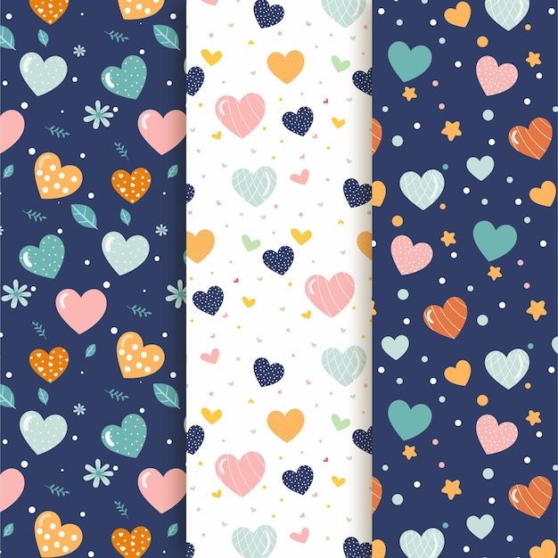 Collection of cute heart patterns