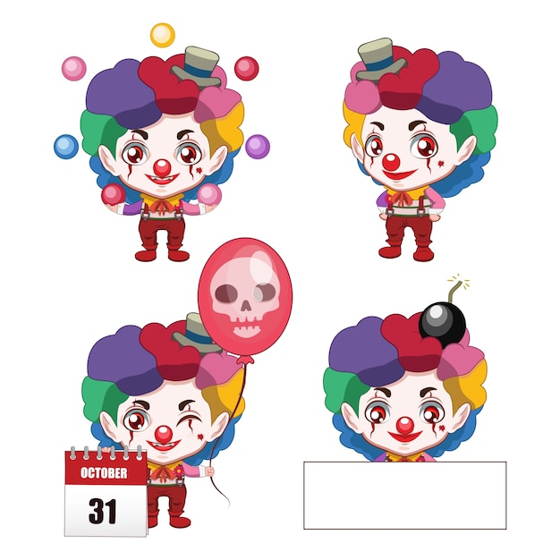 Collection of a cute little evil clown