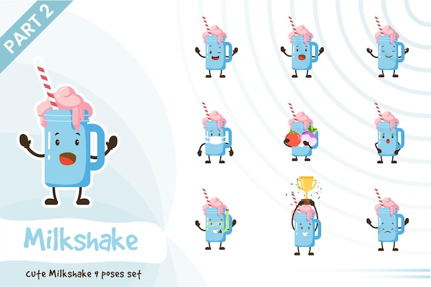 collection of cute milkshake poses