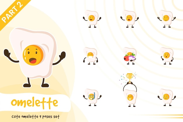 collection of cute omelet poses