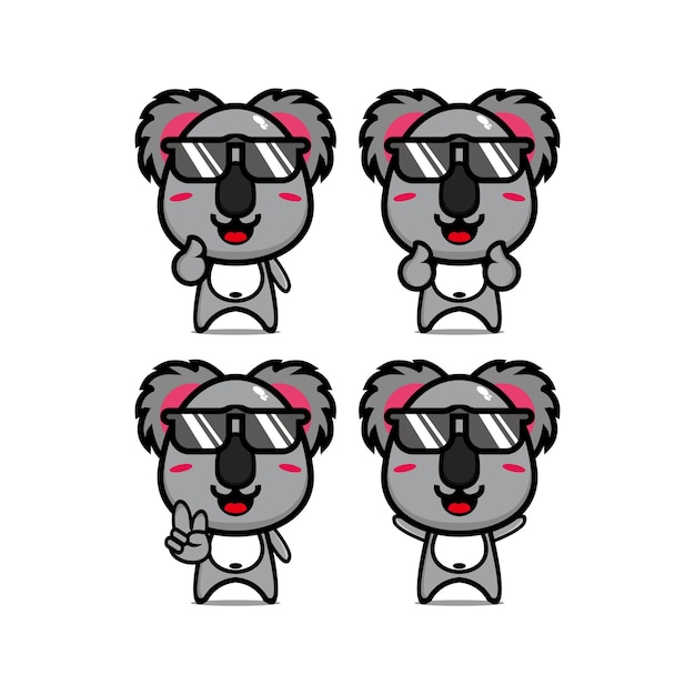 Collection cute summer koala sets Vector illustration flat style cartoon character mascot