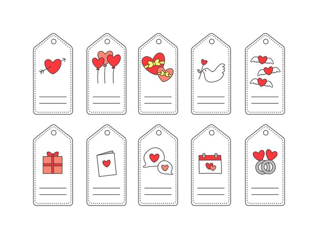 Vector collection of cute valentine greeting card templates