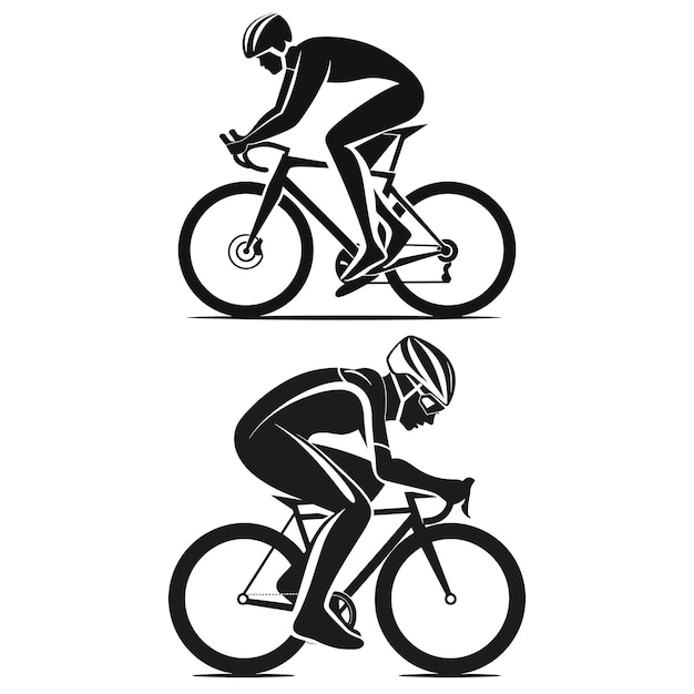 Collection of Cycling silhouettes in different positions