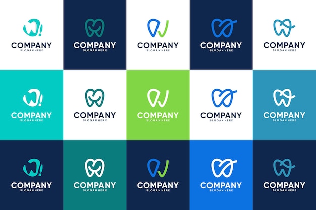 collection of dental logos with clean and professional concept logo design inspiration