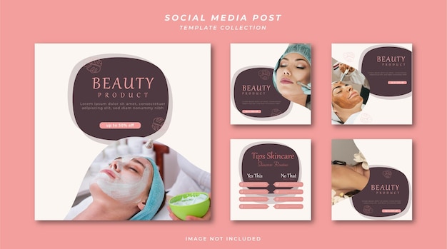 Vector collection design beauty product design skincare banner social media pack template background