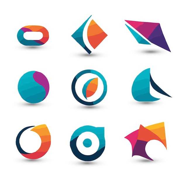 Collection Design logo set icon shapes colorful circle with a blue and orange design