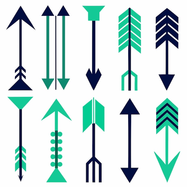 a collection of different arrows and arrows with different colors