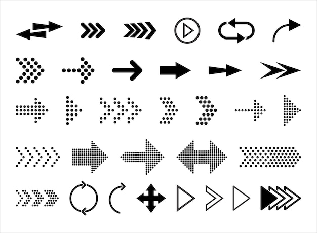 Collection of different arrows black icons vector illustration