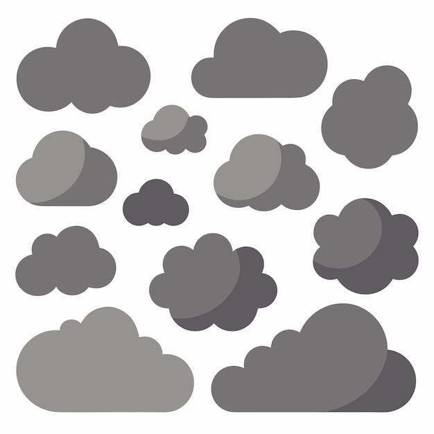 Vector a collection of different clouds including one that says  the word cloud