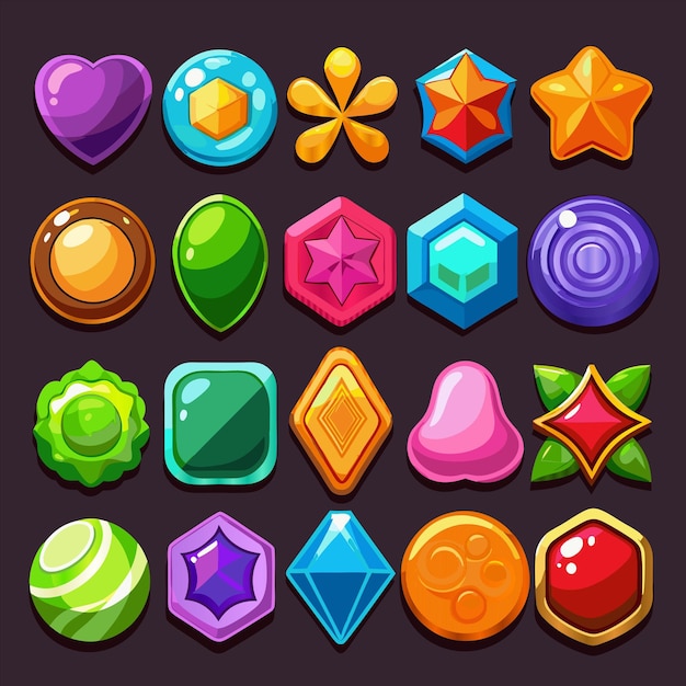 Vector a collection of different colored buttons with different colors and shapes