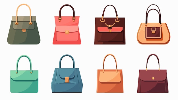 Vector a collection of different colored handbags