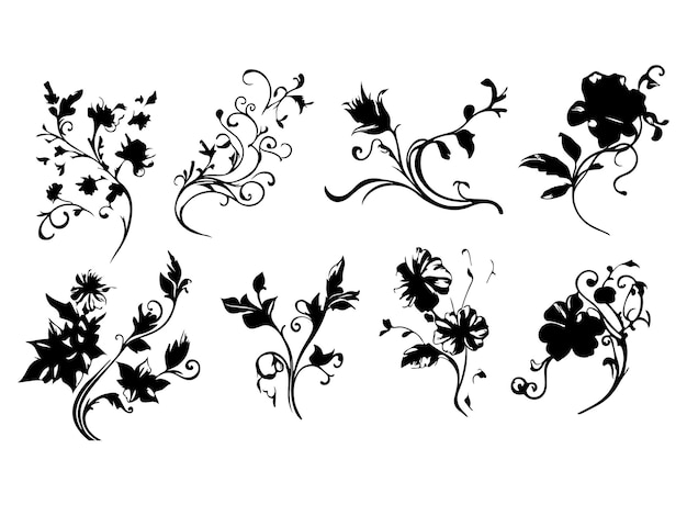 a collection of different designs including flowers and leaves