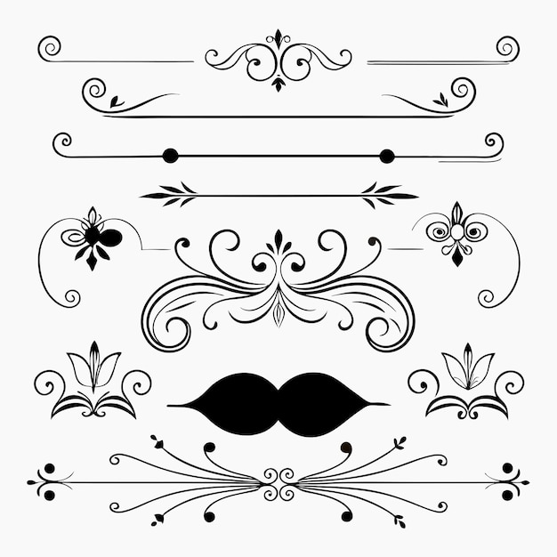 Vector a collection of different designs including a mustache and mustache