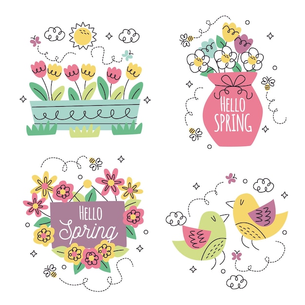 Collection of different floral stickers