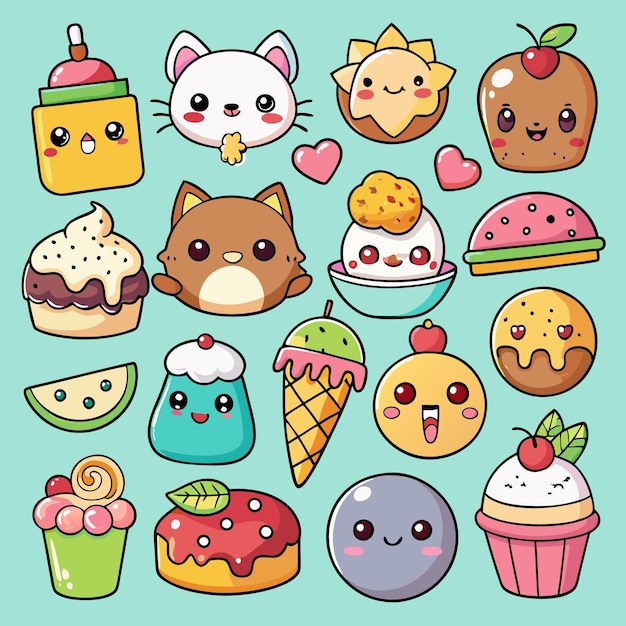 Vector a collection of different ice creams including a cat and a cat