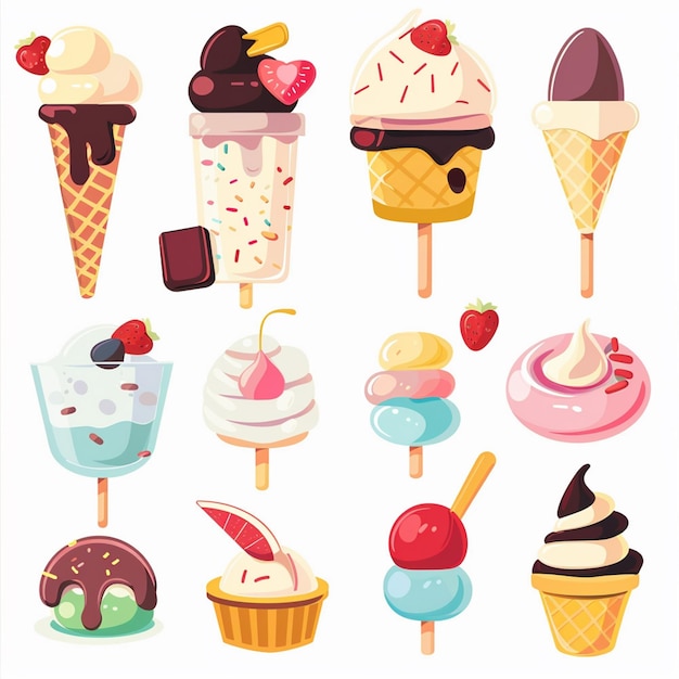 a collection of different ice creams including one that has a heart on it