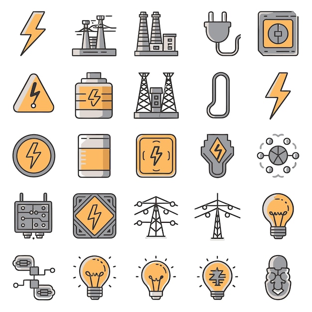 Vector a collection of different icons including electrical wires and electrical wires