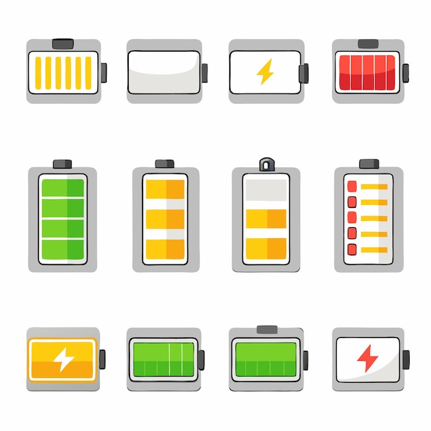 Vector a collection of different icons including one of the cases with the red yellow and green