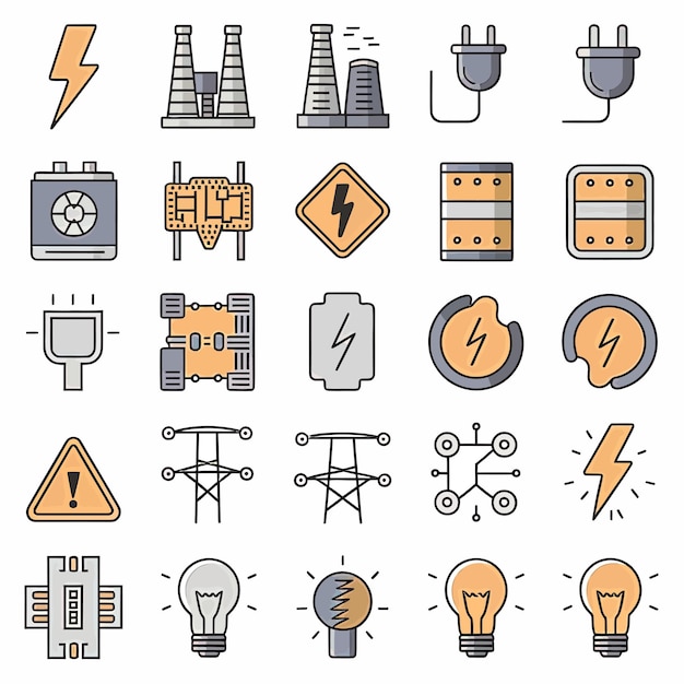 Vector a collection of different icons including a sign that says lightbulb