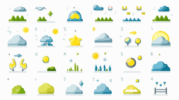 Vector a collection of different icons including the weather and the weather