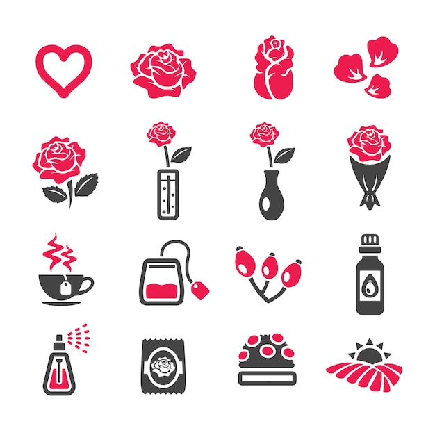 a collection of different icons with different colors and shapesicon rose vase petal fragrance