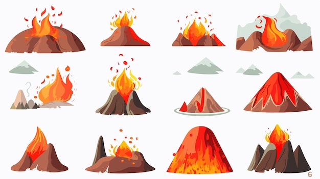 a collection of different illustrations of different mountains