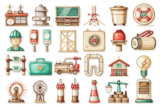 a collection of different illustrations of different things including a toy train car car and a boat