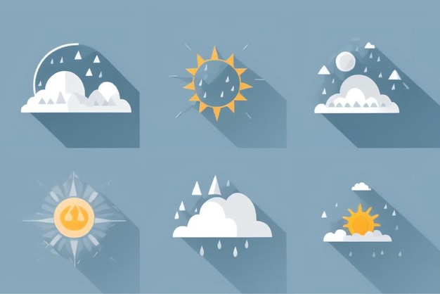 Vector a collection of different illustrations with different things including sun sun and sun