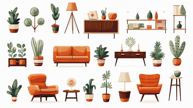 Vector a collection of different images of different furniture and plants