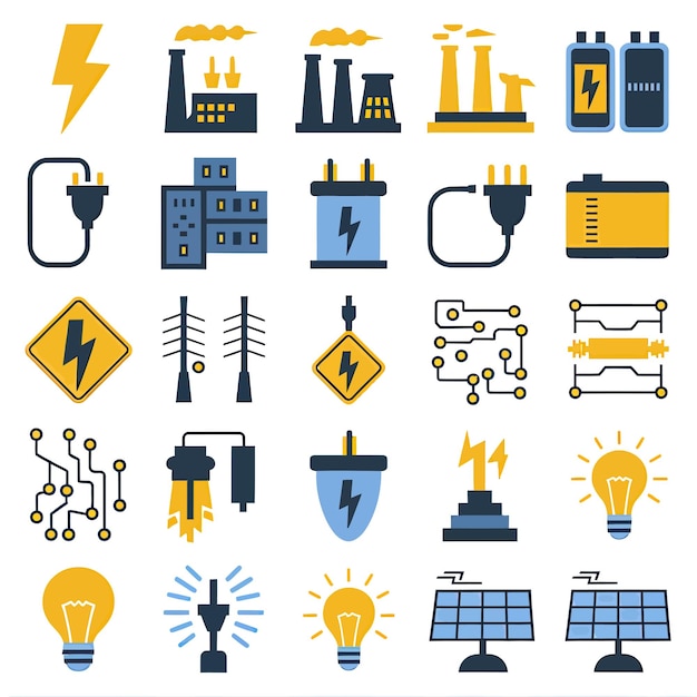 a collection of different images including a solar power station and a sign that says power