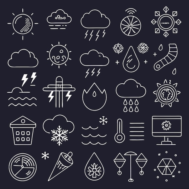 Vector a collection of different images including the weather rain wind rain and rain