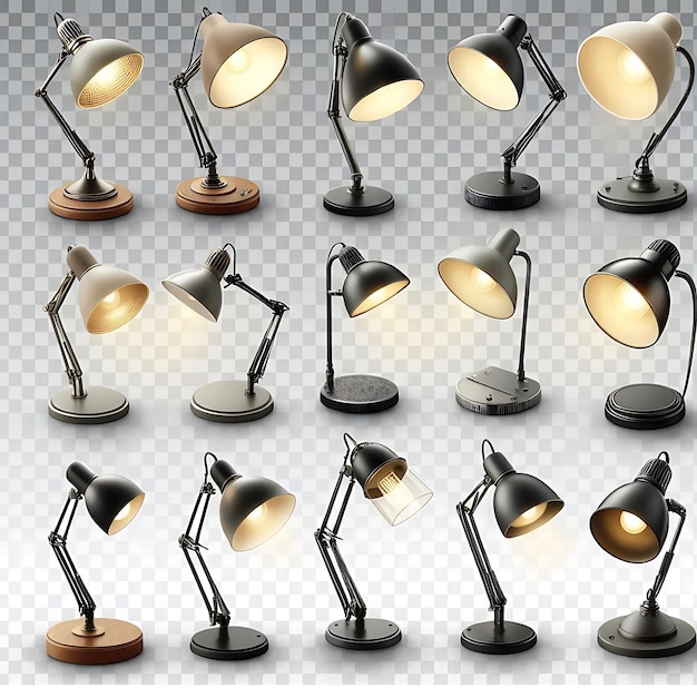 Vector a collection of different lamps with one that has a light on it